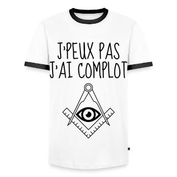 J'peux pas J'ai complot - T-shirt contrasté Homme - blanc/noir - Devant - AI Model Female 172 light (172cm) & AI Model Male 178 dark (178cm)
