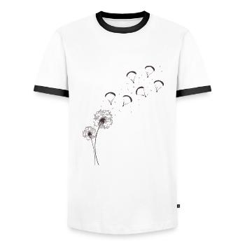 Paragliding Pusteblume Women Gift Summerlich - Men's Ringer Shirt - white/black - Front - AI Model Female 172 light (172cm) & AI Model Male 178 dark (178cm)