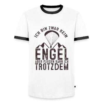 Paragliding Ich Bin Kein Engel Trotzdem Fliegen - Männer Kontrast-T-Shirt - Weiß/Schwarz - Vorne - AI Model Female 172 light (172cm) & AI Model Male 178 dark (178cm)
