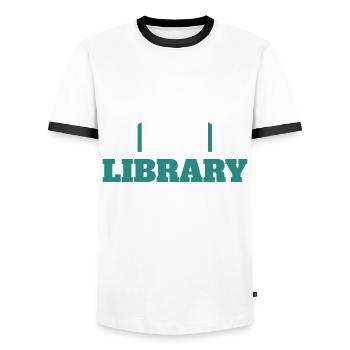 When In Doubt Go To The Library - Men's Ringer Shirt - white/black - Front - AI Model Female 172 light (172cm) & AI Model Male 178 dark (178cm)