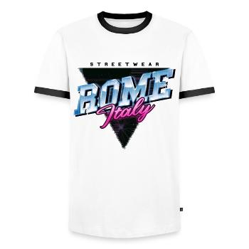 Rom Rome Italien Stadt Skyline Vintage Retro - Männer Kontrast-T-Shirt - Weiß/Schwarz - Vorne - AI Model Female 172 light (172cm) & AI Model Male 178 dark (178cm)