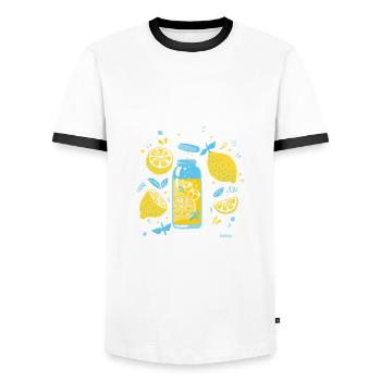 Lemonade Crew Juice Stand - Men's Ringer Shirt - white/black - Front - AI Model Female 172 light (172cm) & AI Model Male 178 dark (178cm)