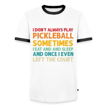 Amateurs de pickleball Drôle de pickleball - T-shirt contrasté Homme - blanc/noir - Devant - AI Model Female 172 light (172cm) & AI Model Male 178 dark (178cm)