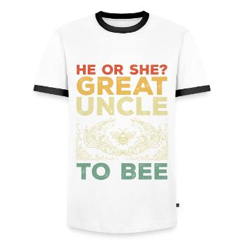 He Or She Great Uncle To Bee Great Uncle - Men's Ringer Shirt - white/black - Front - AI Model Female 172 light (172cm) & AI Model Male 178 dark (178cm)