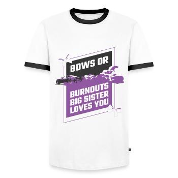 Burnouts Or Bows Gender Reveal Party - T-shirt contrasté Homme - blanc/noir - Devant - AI Model Female 172 light (172cm) & AI Model Male 178 dark (178cm)
