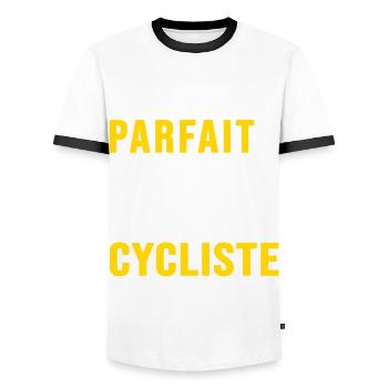papy cycliste humour vélo velo vélos velos - T-shirt contrasté Homme - blanc/noir - Devant - AI Model Female 172 light (172cm) & AI Model Male 178 dark (178cm)