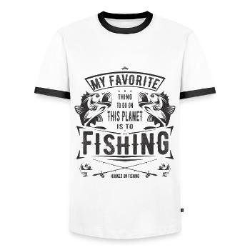 My Favorite thing to do is fishing gift fishing - Men's Ringer Shirt - white/black - Front - AI Model Female 172 light (172cm) & AI Model Male 178 dark (178cm)