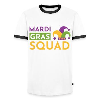 Mardi Gras Squad - Men's Ringer Shirt - white/black - Front - AI Model Female 172 light (172cm) & AI Model Male 178 dark (178cm)