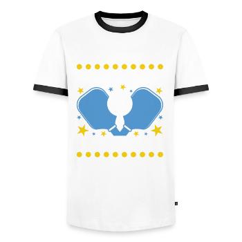 Just One More Game Funny Pickleball - Men's Ringer Shirt - white/black - Front - AI Model Female 172 light (172cm) & AI Model Male 178 dark (178cm)