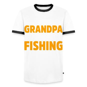 Pêcheur Drôle pêche Pêche à la mouche Poisson - T-shirt contrasté Homme - blanc/noir - Devant - AI Model Female 172 light (172cm) & AI Model Male 178 dark (178cm)
