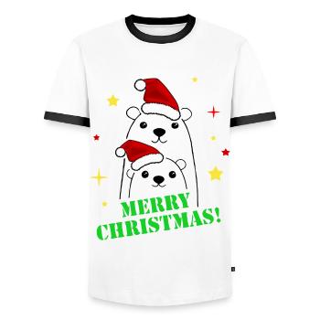 Frohe Weihnachtsfeier - Männer Kontrast-T-Shirt - Weiß/Schwarz - Vorne - AI Model Female 172 light (172cm) & AI Model Male 178 dark (178cm)