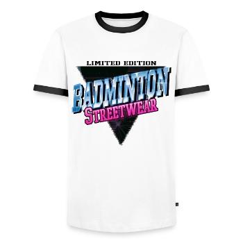 Badminton Federball Sport Spieler Vintage Retro - Männer Kontrast-T-Shirt - Weiß/Schwarz - Vorne - AI Model Female 172 light (172cm) & AI Model Male 178 dark (178cm)