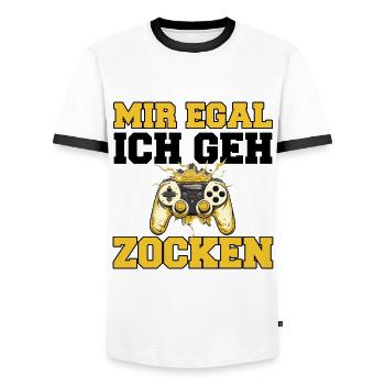 Mir Egal Ich Geh Zocken Gaming Spruch - Männer Kontrast-T-Shirt - Weiß/Schwarz - Vorne - AI Model Female 172 light (172cm) & AI Model Male 178 dark (178cm)