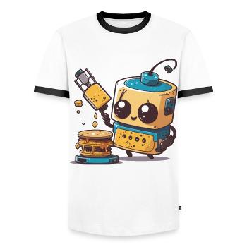 Robo-Chef - Männer Kontrast-T-Shirt - Weiß/Schwarz - Vorne - AI Model Female 172 light (172cm) & AI Model Male 178 dark (178cm)