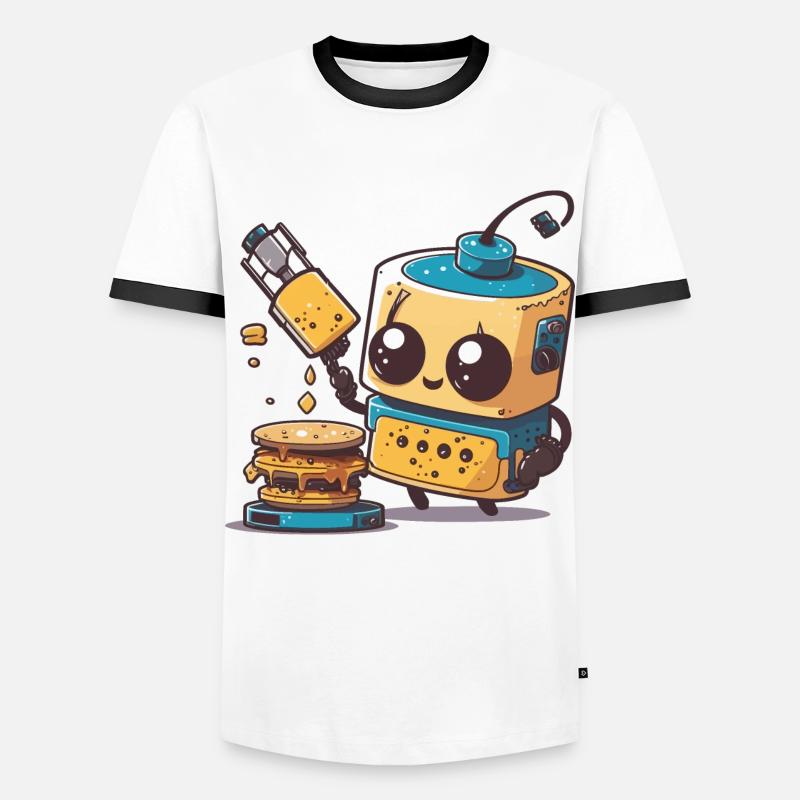 Robo-Chef - Männer Kontrast-T-Shirt - Weiß/Schwarz