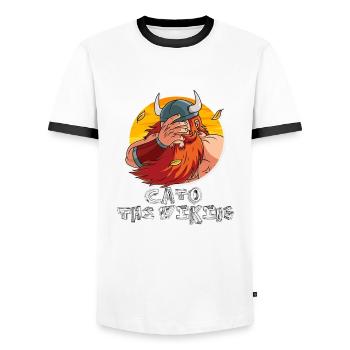 FacePalm Viking - Men's Ringer Shirt - white/black - Front - AI Model Female 172 light (172cm) & AI Model Male 178 dark (178cm)