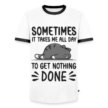 Doing nothing lazy Cat sleeping funny Cats Katzen - Men's Ringer Shirt - white/black - Front - AI Model Female 172 light (172cm) & AI Model Male 178 dark (178cm)