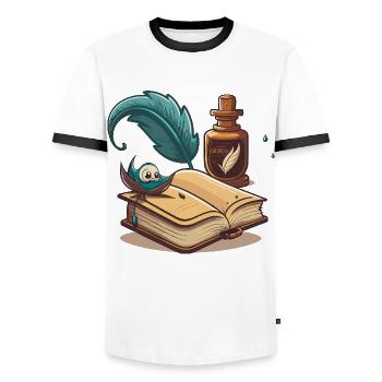 The Classic Writer - Men's Ringer Shirt - white/black - Front - AI Model Female 172 light (172cm) & AI Model Male 178 dark (178cm)