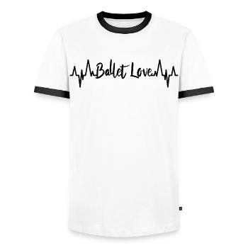 Ballet Love Pulsschlag - Men's Ringer Shirt - white/black - Front - AI Model Female 172 light (172cm) & AI Model Male 178 dark (178cm)