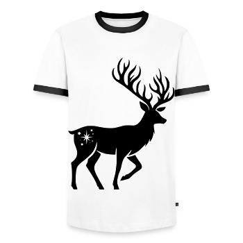Hirsch Silhouette weihnachtlich - Männer Kontrast-T-Shirt - Weiß/Schwarz - Vorne - AI Model Female 172 light (172cm) & AI Model Male 178 dark (178cm)