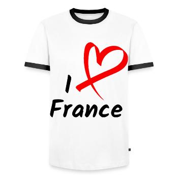J’aime la France J’aime la France Cadeau de cœur - T-shirt contrasté Homme - blanc/noir - Devant - AI Model Female 172 light (172cm) & AI Model Male 178 dark (178cm)