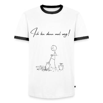 Ich bin dann mal weg - Garten Gärtner - Männer Kontrast-T-Shirt - Weiß/Schwarz - Vorne - AI Model Female 172 light (172cm) & AI Model Male 178 dark (178cm)