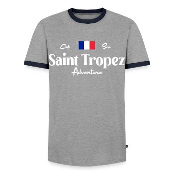 Saint Tropez Club Sea Adventure - T-shirt contrasté Homme - gris/marine  - Devant - AI Model Female 172 light (172cm) & AI Model Male 178 light (178cm)