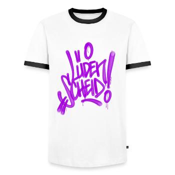 Lüdenscheid Graffiti T Shirt - Männer Kontrast-T-Shirt - Weiß/Schwarz - Vorne - AI Model Female 172 light (172cm) & AI Model Male 178 dark (178cm)