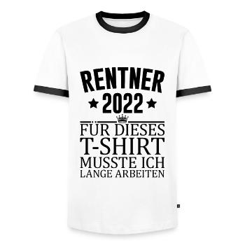 Rentner 2022 Lange Arbeiten Lustiger Humor Spruch - Männer Kontrast-T-Shirt - Weiß/Schwarz - Vorne - AI Model Female 172 light (172cm) & AI Model Male 178 dark (178cm)