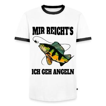 Lustige Angler Sprüche Mir reichts ich gehe Angeln - Männer Kontrast-T-Shirt - Weiß/Schwarz - Vorne - AI Model Female 172 light (172cm) & AI Model Male 178 dark (178cm)