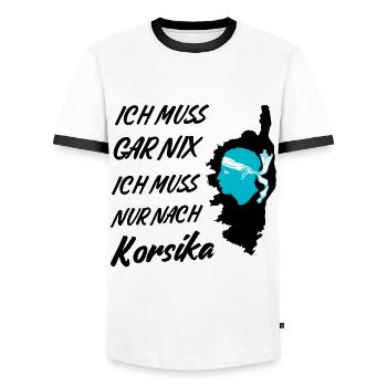 Ich muss gar nix ich muss nur nach Korsika - Männer Kontrast-T-Shirt - Weiß/Schwarz - Vorne - AI Model Female 172 light (172cm) & AI Model Male 178 dark (178cm)