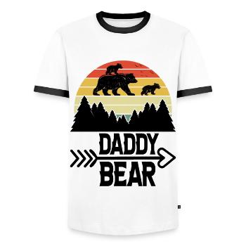 Daddy Bear climb the Mountain in Forest der Bär - Männer Kontrast-T-Shirt - Weiß/Schwarz - Vorne - AI Model Female 172 light (172cm) & AI Model Male 178 dark (178cm)