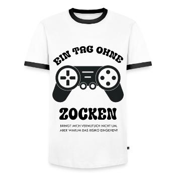 Ein Tag ohne zu Zocken ein lustiger Gamer Spruch - Männer Kontrast-T-Shirt - Weiß/Schwarz - Vorne - AI Model Female 172 light (172cm) & AI Model Male 178 dark (178cm)