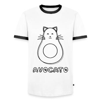 Eine lustige Avocato Katze Avocado Katzen - Männer Kontrast-T-Shirt - Weiß/Schwarz - Vorne - AI Model Female 172 light (172cm) & AI Model Male 178 dark (178cm)
