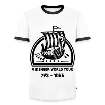 Vikinger World Tour von 793 bis 1066 ein Vikinger - Männer Kontrast-T-Shirt - Weiß/Schwarz - Vorne - AI Model Female 172 light (172cm) & AI Model Male 178 dark (178cm)