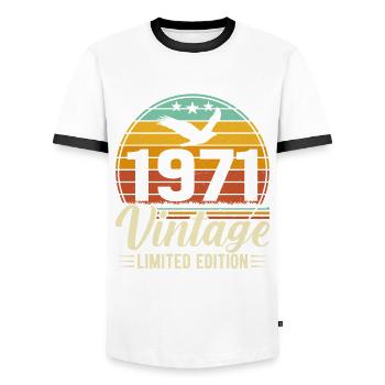 Legendary Birthday '71 - Men's Ringer Shirt - white/black - Front - AI Model Female 172 light (172cm) & AI Model Male 178 dark (178cm)