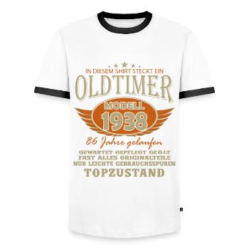 Legendary 86th Birthday 1938 Retro - Men's Ringer Shirt - white/black - Front - AI Model Female 172 light (172cm) & AI Model Male 178 dark (178cm)