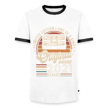 Légendaire 3e anniversaire 2021 - T-shirt contrasté Homme - blanc/noir - Devant - AI Model Female 172 light (172cm) & AI Model Male 178 dark (178cm)
