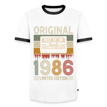 Légendes de 1986 - T-shirt contrasté Homme - blanc/noir - Devant - AI Model Female 172 light (172cm) & AI Model Male 178 dark (178cm)