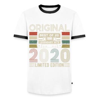 Legendary vintage 2020 - Men's Ringer Shirt - white/black - Front - AI Model Female 172 light (172cm) & AI Model Male 178 dark (178cm)