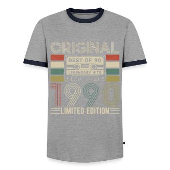 Légendes de 1990 - T-shirt contrasté Homme - gris/marine  - Devant - AI Model Female 172 light (172cm) & AI Model Male 178 light (178cm)