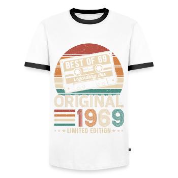 Geboren Legendär 1969 - Männer Kontrast-T-Shirt - Weiß/Schwarz - Vorne - AI Model Female 172 light (172cm) & AI Model Male 178 dark (178cm)