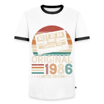 Geboren 1986 Legenden - Männer Kontrast-T-Shirt - Weiß/Schwarz - Vorne - AI Model Female 172 light (172cm) & AI Model Male 178 dark (178cm)