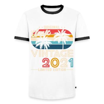 2021 Original 2021 Vintage Vintage Retro anniversa - Men's Ringer Shirt - white/black - Front - AI Model Female 172 light (172cm) & AI Model Male 178 dark (178cm)