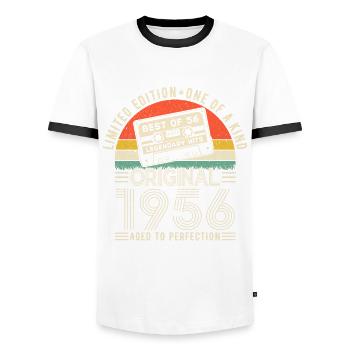 Jahrgang 1956 Limitierte Auflage - Männer Kontrast-T-Shirt - Weiß/Schwarz - Vorne - AI Model Female 172 light (172cm) & AI Model Male 178 dark (178cm)