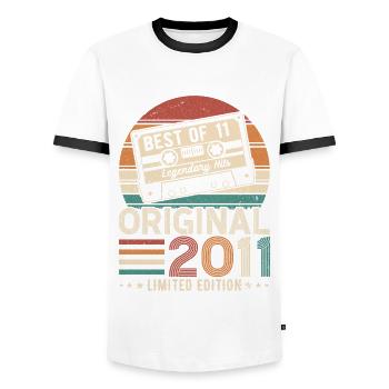 Golden Jubilee 2011 - Men's Ringer Shirt - white/black - Front - AI Model Female 172 light (172cm) & AI Model Male 178 dark (178cm)