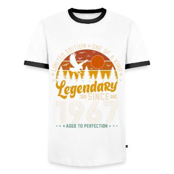 Geboren Legenden 1967 - Männer Kontrast-T-Shirt - Weiß/Schwarz - Vorne - AI Model Female 172 light (172cm) & AI Model Male 178 dark (178cm)
