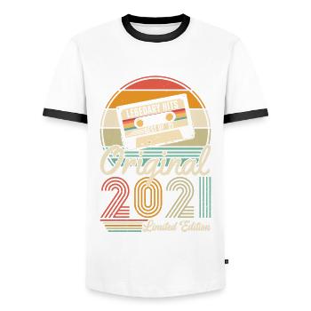 2021 Original 2021 Vintage Vintage Retro anniversa - Men's Ringer Shirt - white/black - Front - AI Model Female 172 light (172cm) & AI Model Male 178 dark (178cm)