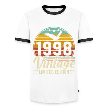 Cadeau 1998 Cadeau Anniversaire 1998 Vintage 1998 - T-shirt contrasté Homme - blanc/noir - Devant - AI Model Female 172 light (172cm) & AI Model Male 178 dark (178cm)