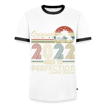 Vintage 2022 Best of 2022 - 3 Year Old Birthday - Men's Ringer Shirt - white/black - Front - AI Model Female 172 light (172cm) & AI Model Male 178 dark (178cm)